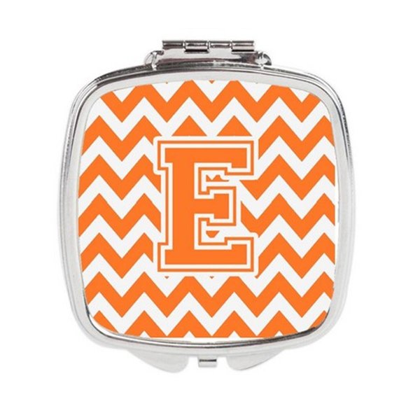 Carolines Treasures Letter E Chevron Orange and White Compact Mirror CJ1046-ESCM